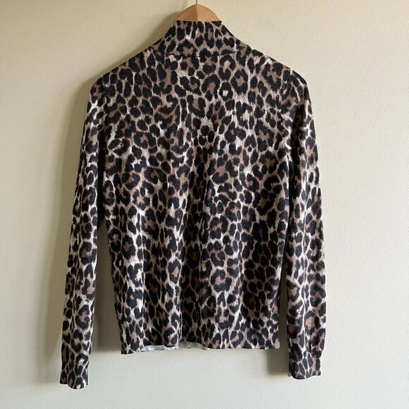JCREW Silk-blend shoulder-button sweater in leopard animal print AR952 - Picture 9 of 9